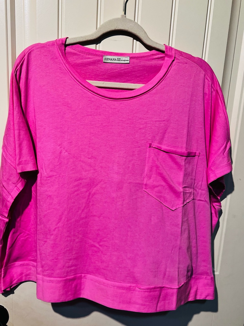 Zenana Light Pink Crop Boxy T-Shirt - Women Tops - Picture 5 of 6